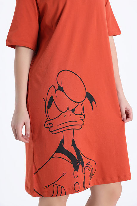 Zivame Donald Duck Knit Cotton Loungewear Dress - Mars Red — image 7